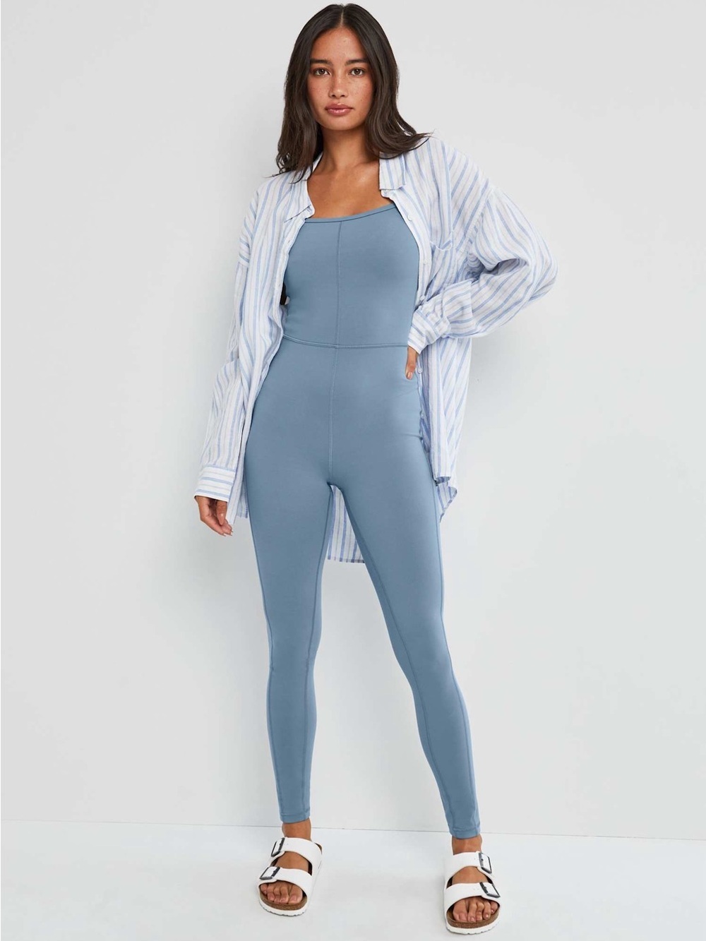 Aritzia  Square-Neck Jumpsuit in Slate Blue